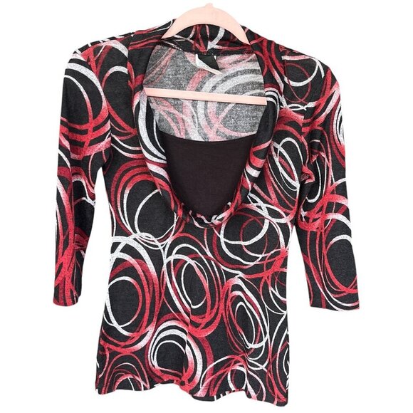 Wrapper Womens Cowl Neck Top Size S Abstract Eclectic Maximalist Artsy 90s Bold - Picture 1 of 7